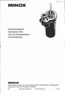 Minox Developing Tanks manual. Camera Instructions.